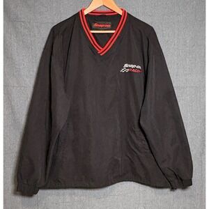 Snap-on Racing Mens XL Windbreaker Pullover V-Neck Black Red Power Tools‎ Jacket